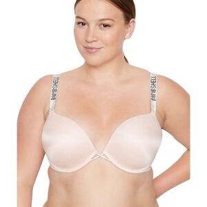 Victoria's Secret 38DD Bombshell Bra Plunge Pink Embellished Shine Strap